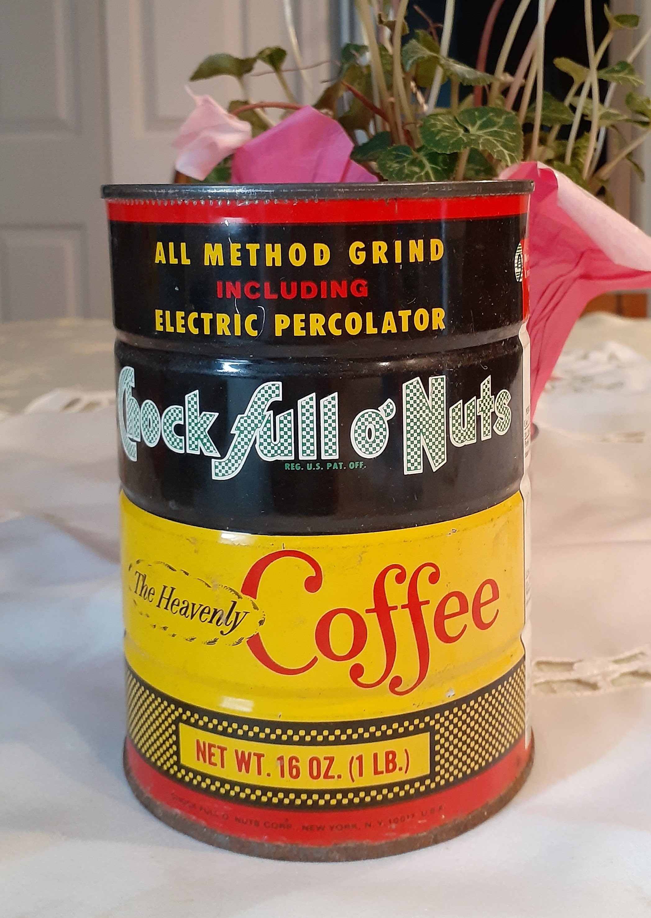 Vintage Chock Full O' Nuts Coffee Can Tin One Pound No Lid Etsy