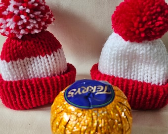 Liverpool FC - knitted christmas Santa bobble hat chocolate orange covers - hand knitted - stocking fillers - secret Santa