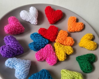 Mini hand knitted love hearts - pocket hugs - unique gift.