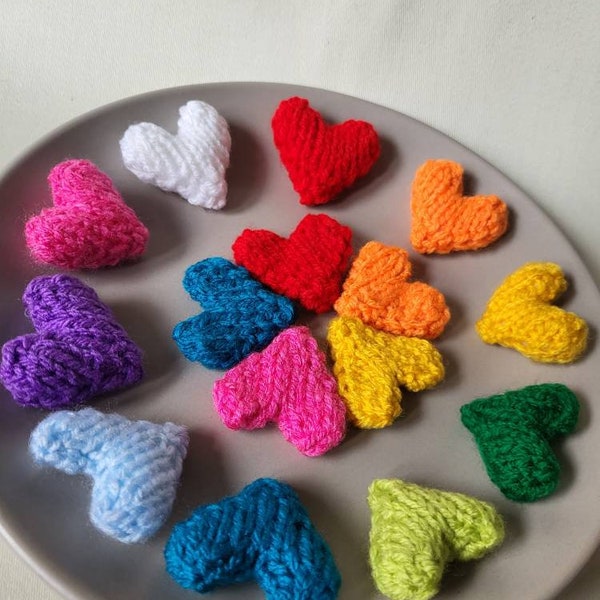 Mini hand knitted love hearts - pocket hugs - unique gift.