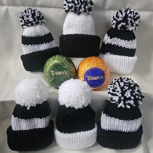 Newcastle United FC - knitted christmas Santa hat chocolate orange covers - stocking fillers - secret santa