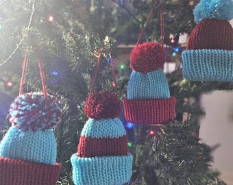 Aston Villa / West Ham United / Burnley FC - christmas tree bauble Santa bobble hat  - knitted - stocking fillers - secret santa