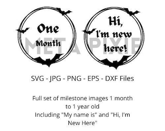 Gothic Baby Milestone SVG: Monthly Discs, Bats (Digital Files)