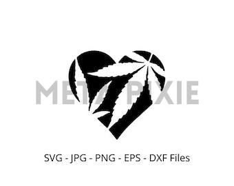 Weed Marijuana Ganja Heart- SVG - PNG - JPG -  Digital Download - Cut File