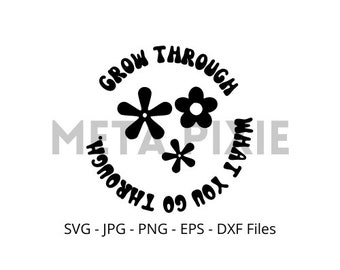 Retro Print fleurs années 70 dicton SVG - PNG - JPG - Téléchargement numérique - Fichier coupé