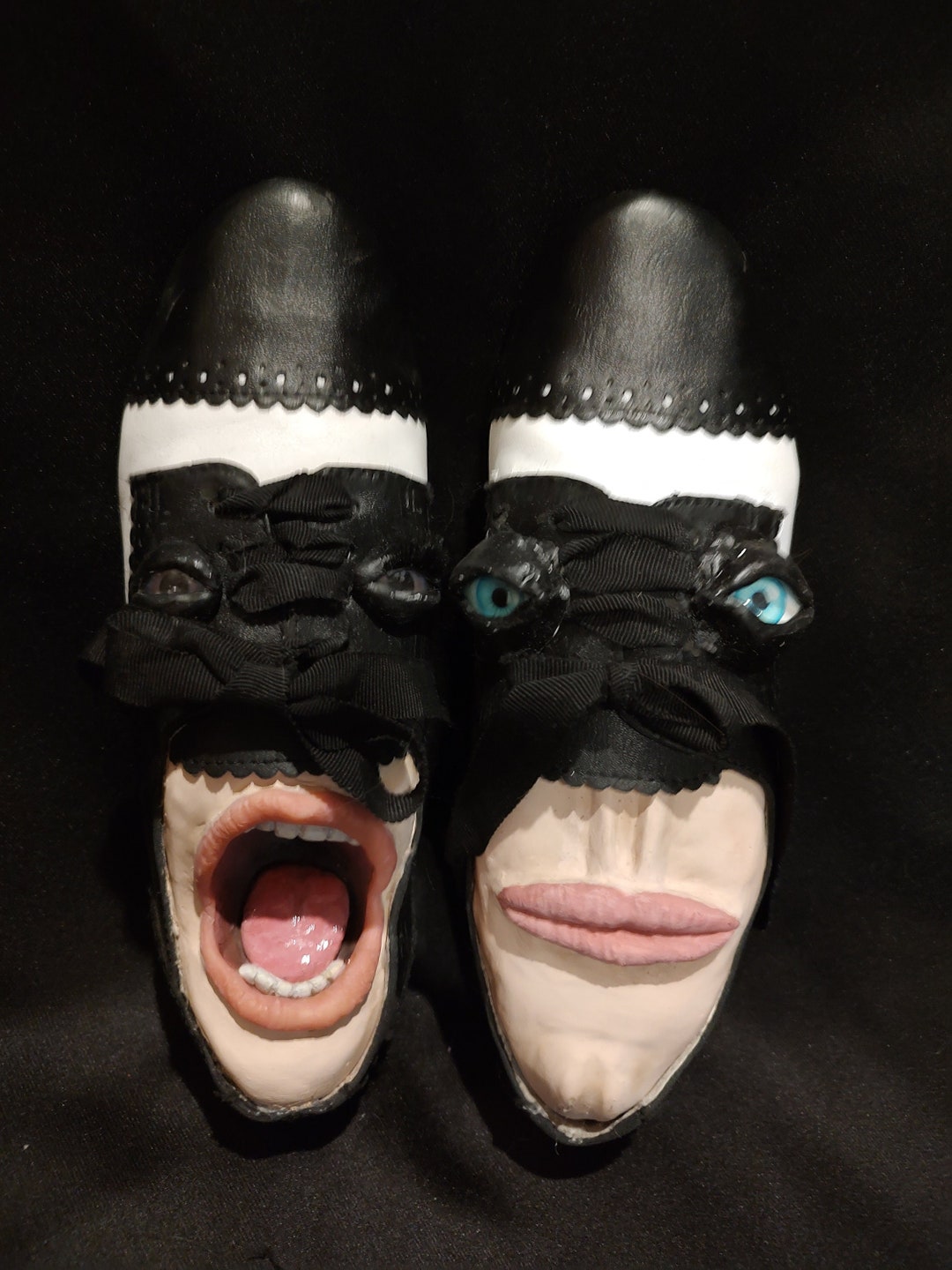 shoe on face