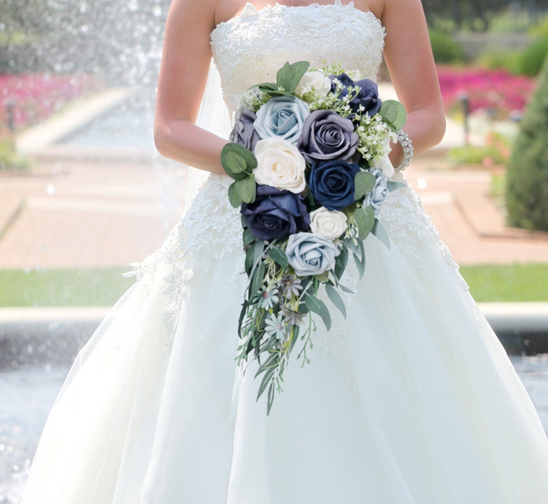 Luxury Waterfall Bridal Bouquets Artificial Roses Calla Lily Etsy