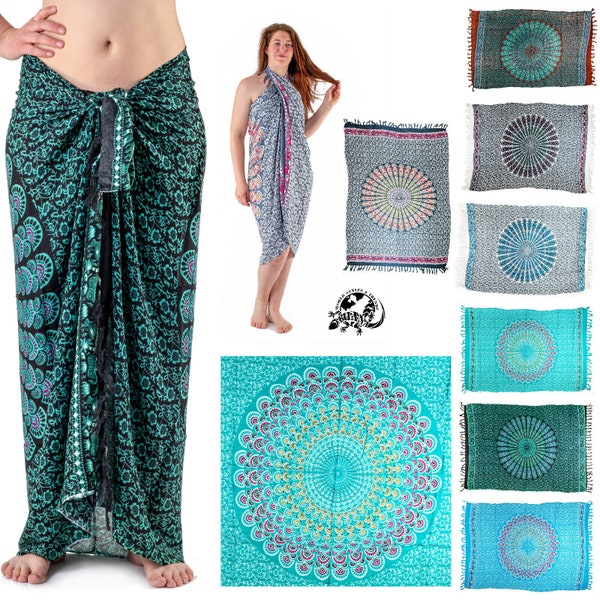 Pareo + GRATIS Sarongschnalle und Anleitung für Wickeltechnicken, Sarong, Wickeltuch, Sari, Wickelrock (SA 009--)