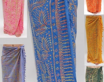 Pareo van topkwaliteit met gratis gesp en wikkelinstructies – sarong, omslagdoek, strandhanddoek, wikkelrok, sari (SA 385-P)(*)