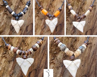 Shark tooth necklace, necklace, surfer necklace pendant, genuine shark tooth (*)