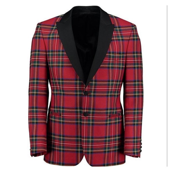 Royal Stewart Red Plaid Tartan Men's High Top Shoes