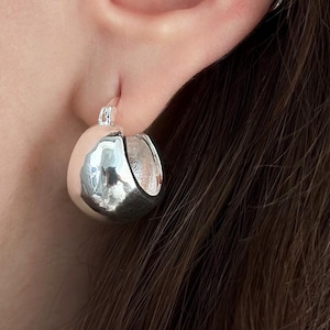 Chunky Silber Ball Ohrringe: 925 Sterling Silber vergoldet Creolen