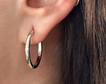 Sterling Silver Hoop Earrings: Minimalist Everyday Jewelry, Silver Plated Hoops S925