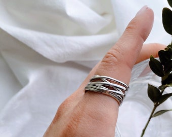 Triple band zilveren ring, Vintage verzilverde ring, Ringen voor vrouwen, Designer trendy ringen, Verstelbare Ring, Unisex Ring, Verjaardagscadeau