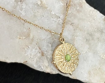 vintage Collier en plaqué or 14 carats, Collier décontracté en or, Argent sterling 925, Ras de cou, Chaîne simple avec un médaillon rond pour tous les jours