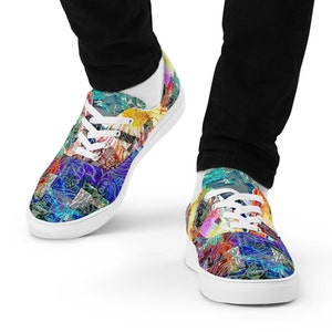 City Nights - Slip-On-Canvas-Schuhe für Herren mit trippigen Stadtplänen und Blumen aus verschiedenen Kunstmedien