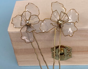 Wedding hair pins daffodil flowers bride hairpins