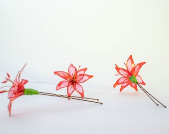 Set of 2 red hairpins