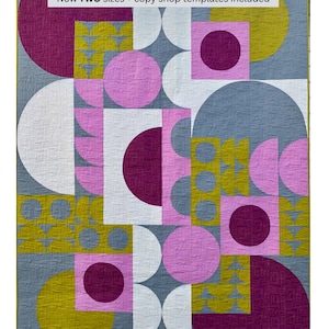 Bubble Up Quilt Pattern - Moderner Quilt mit geschwungenem Patchworkmuster (PDF)