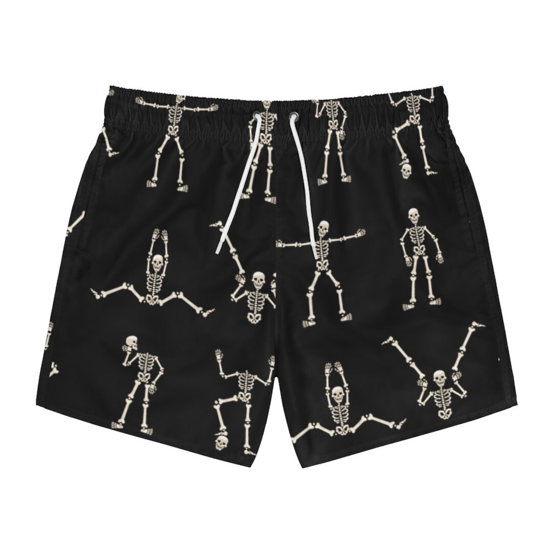 Skeleton Swim Trunks Goth Swim Trunks Halloween Shorts Etsy