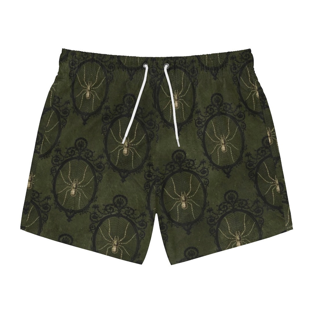 Vintage Goth Swim Trunks Goth Spider Trunks Occult Shorts Etsy