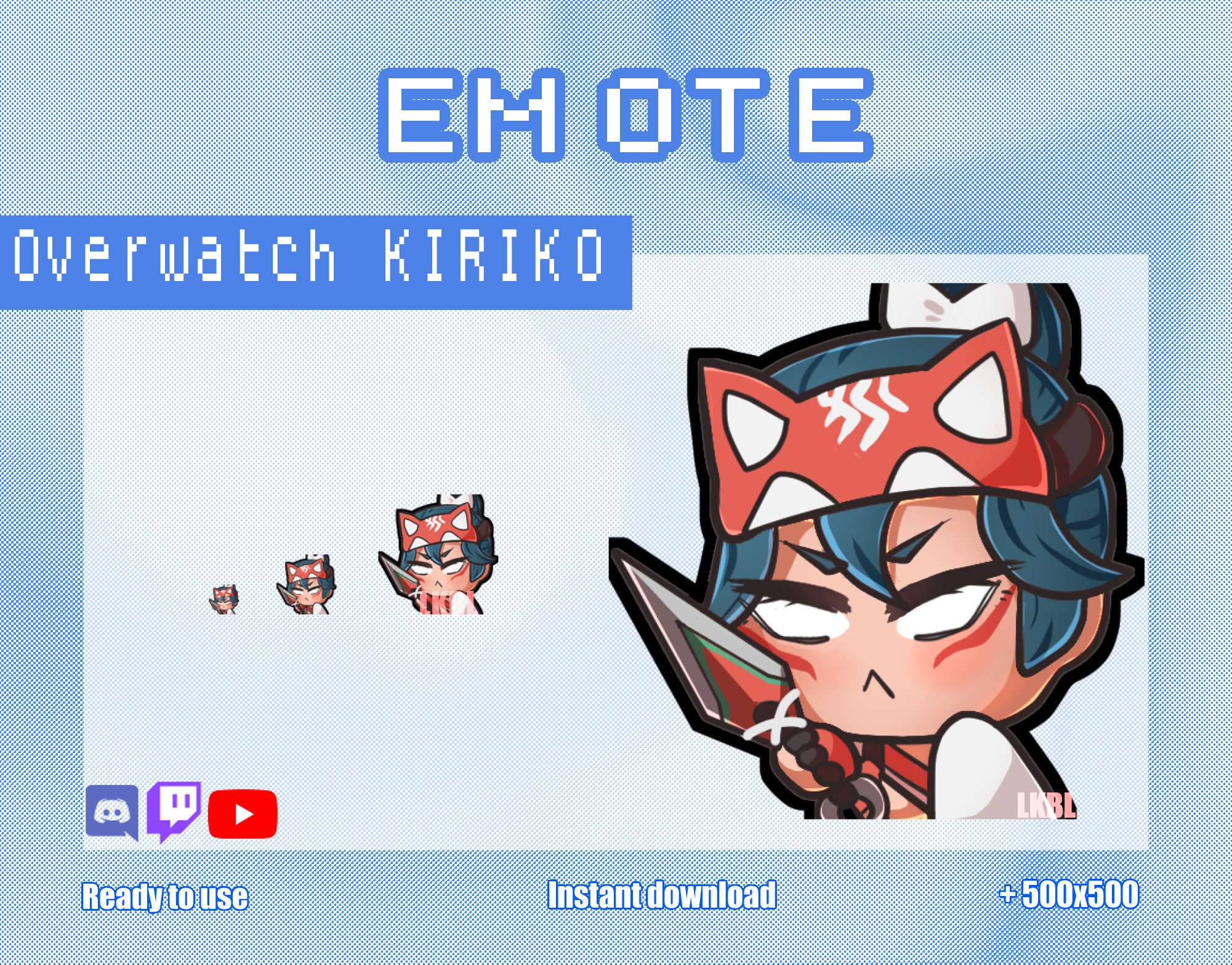 Cute Angry Kiriko Twitch Discord Emote With Kunai for Streamers - Etsy