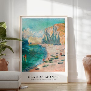 Monet Beach Print: Falaise d&#39;Amont, Vintage Museum Poster (Digital Print)