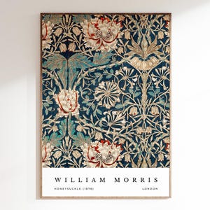 William Morris Print, Museum Exhibition Poster, Vintage Textile Wall Art, Mid Century Art, Floral Pattern, Flower Print, Art Nouveau
