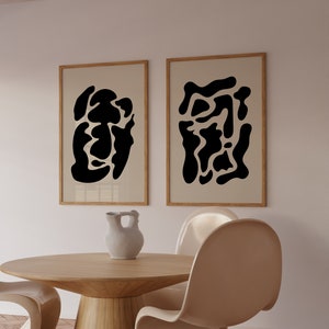 Henri Matisse Style Prints, Abstract Wall Art Set of 2, Dining Room Art, Decoration for Living Room and Bedroom, Minimalist Art Gallery