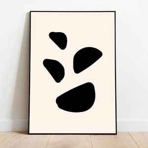Mid Century Modern Boho Wall Art, Boho Gallery Wall Art, Boho Wall Decor, Beige and Black Art Mid Century Modern, Instant Download