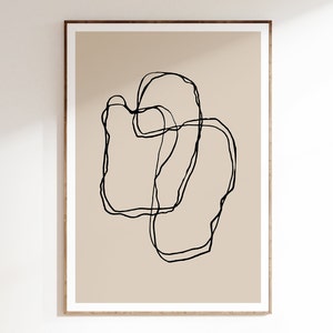 Abstract Line Art, Abstract Lines Printable Wall Art, Black and Beige Line Art Print, Neutral Line Art Print, Instant Download