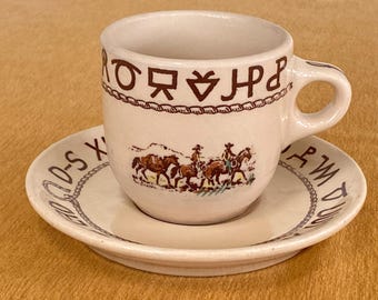 Original Wallace China Westward Ho Rodeo Pattern Vintage Cup & Saucer