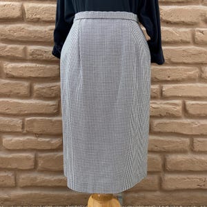 Pendleton Vintage 90s Black White Houndstooth Pencil Skirt Rayon Size 12 Petite
