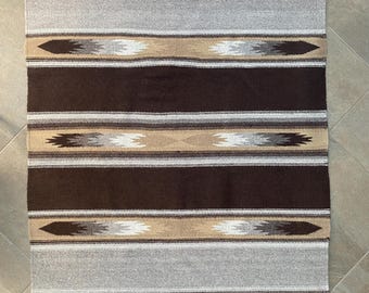 Vintage Large Ortega's Chimayo Heavy Weight Hand Woven Wool Floor Rug