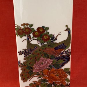 Vintage Japanese Peacocks And Flowers Porcelain Vase