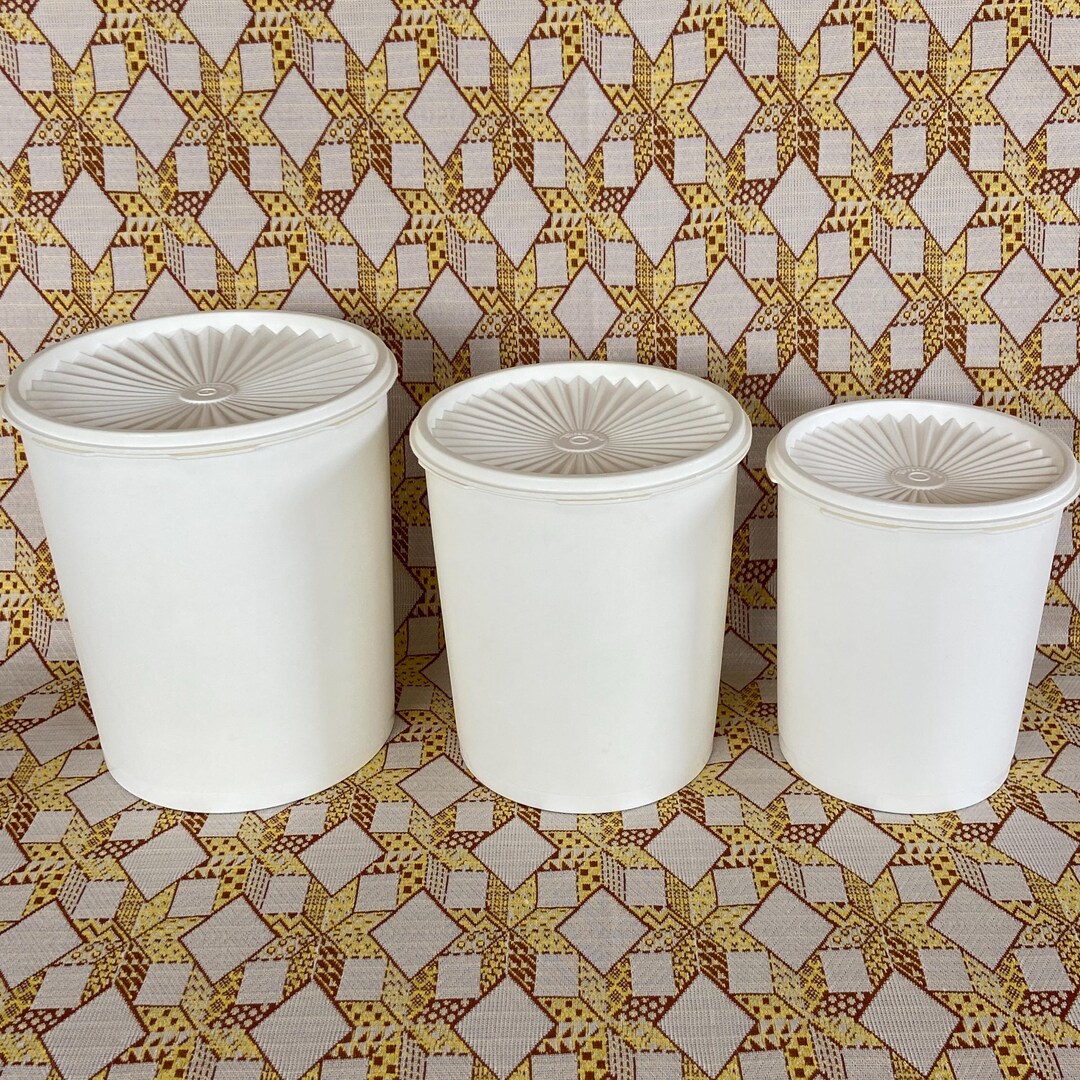 Tupperware Vintage 70s White 3-pc Canister Set 805, 807, 809 ...