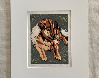 Reduction Block Print "Meeko" Signed 5 of 12 Mary Sweet