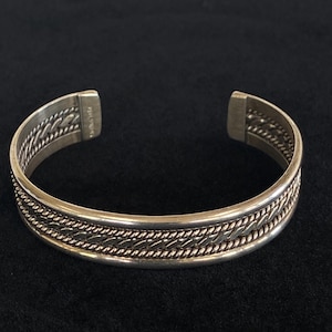 Vintage Tahe Navajo Twisted Sterling Silver Cuff