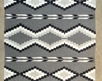 Vintage Large Mexican Wool Floor Rug 88" x 52"