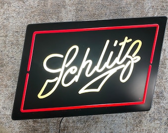 Dad Beer 1983 Schlitz Faux Neon Beer Sign Made In USA