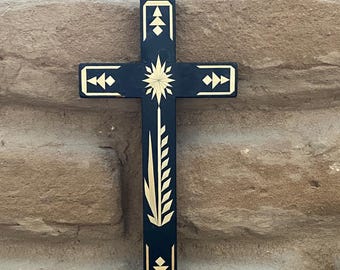 Vintage Straw Applique Cross Elmer Leon Santa Ana Pueblo