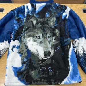 Warm Winter Cosy Outdoor Fleece Wolf Print Jacket image 9