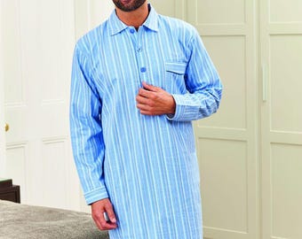 Camisón de hombre cálido y cómodo de algodón cepillado a cuadros