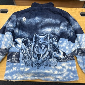 Warm Winter Cosy Outdoor Fleece Wolf Print Jacket image 6