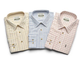 Men's U.S Trading Long Sleeve Tattersall Shirts