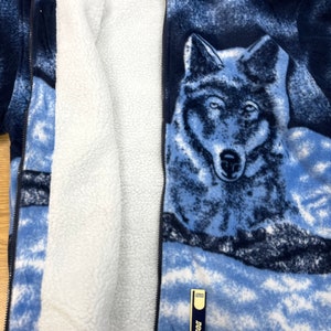 Warm Winter Cosy Outdoor Fleece Wolf Print Jacket image 10