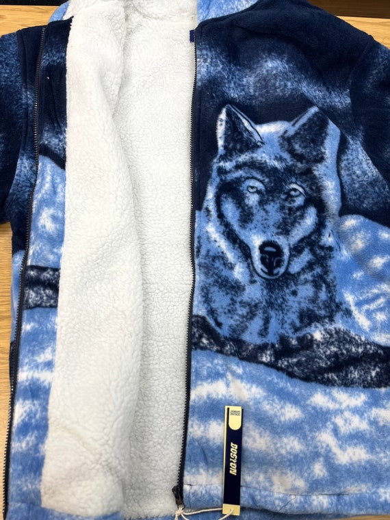 Warm Winter Cosy Outdoor Fleece Wolf Print Jacket Etsy