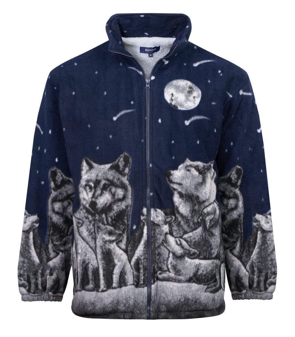 Warm Winter Cosy Outdoor Fleece Wolf Print Jacket - Etsy