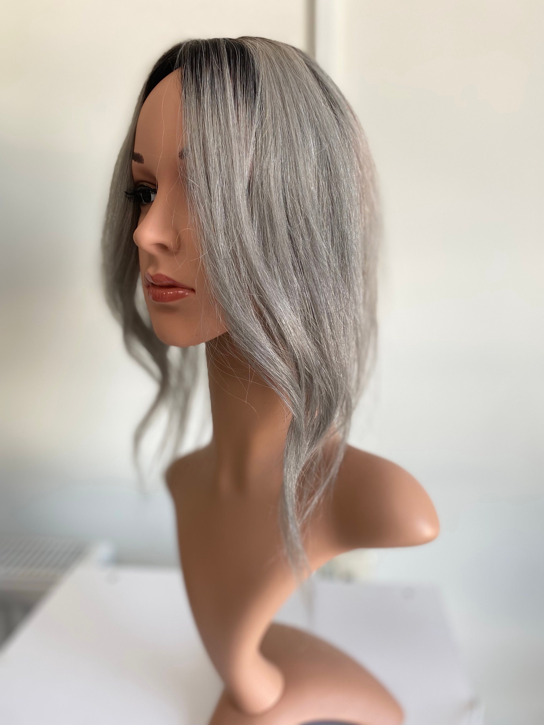 Luxury Silk Top Base Human Hair Topper 55 Silver Grey 100% - Etsy Ireland Luxury Silk Top Base Human Hair Topper 55 Silver Grey 100% - Etsy Ireland