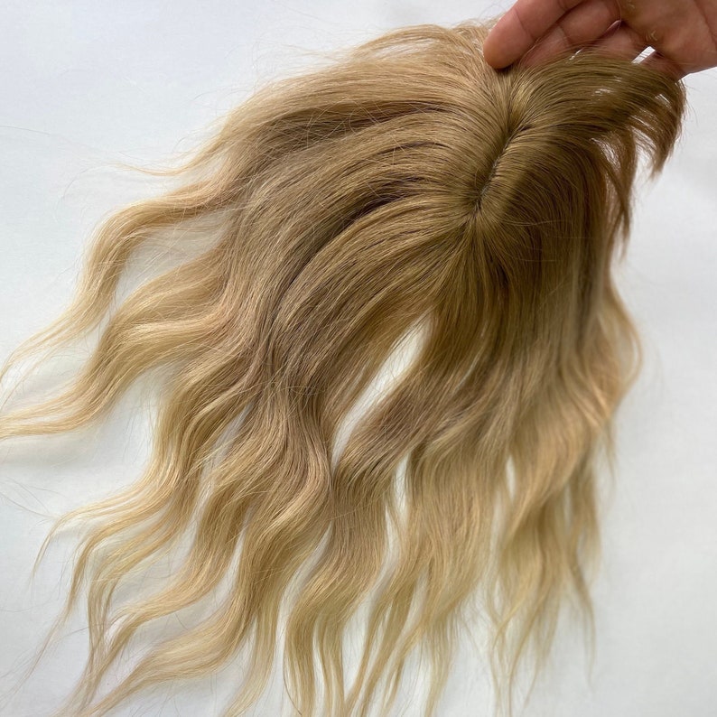 Luxury Silk Top Base Human Hair Topper With Bangs Blonde Etsy